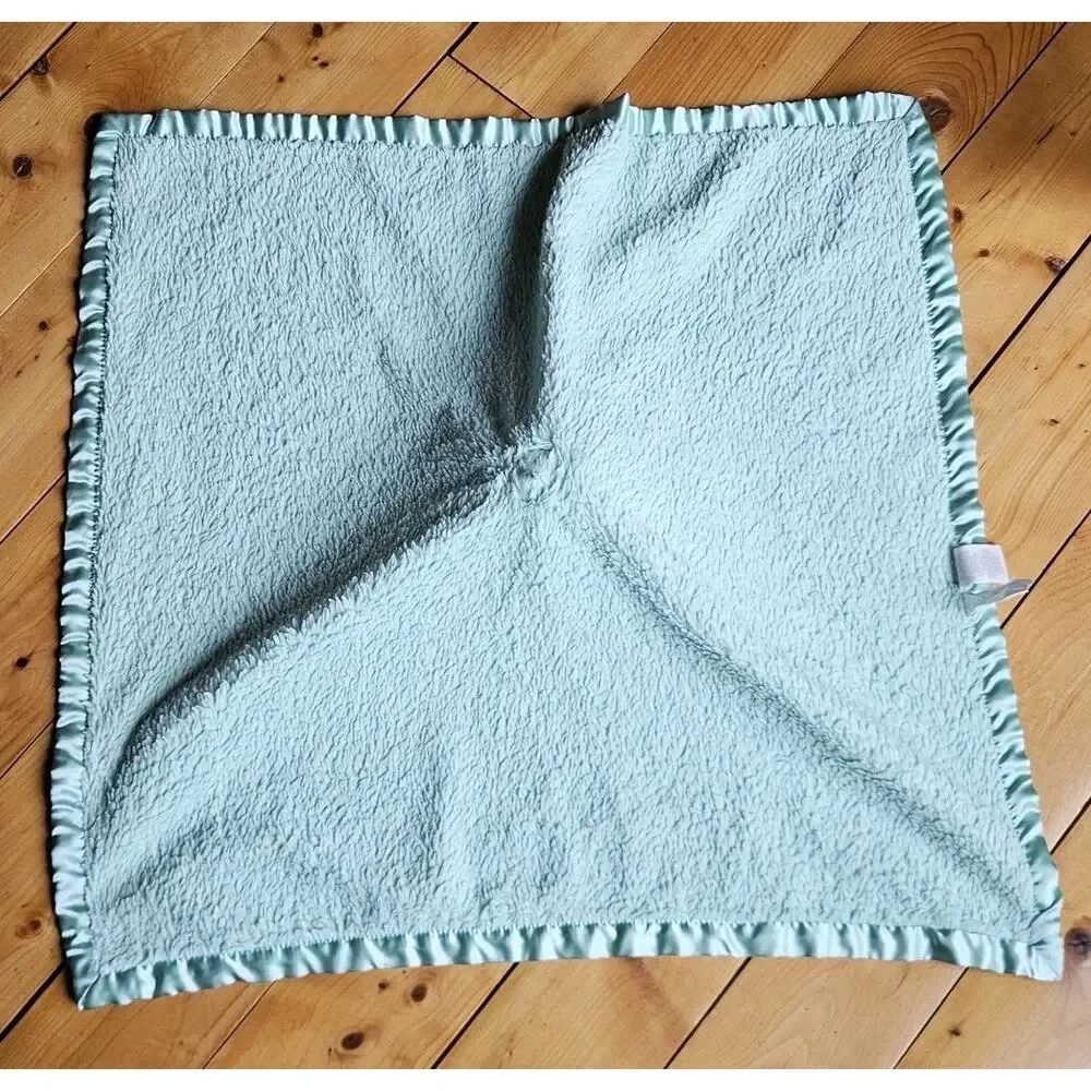 Cloud Island Panda Bear Lovey Mint Green White Stars Satin Baby Security Blanket